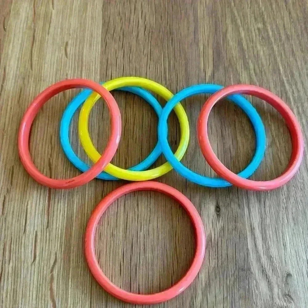 Title: 6 Vintage Chunky Plastic Bangle Bracelets Set Y2K Retro Colorful